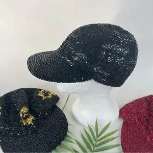 VTG Hurry Up Womens 80’s Sequin Baseball Caps Lot of 3 Disco Rave Black Red Gold Hurry Up | Accessories | Vtg Hurry Up Womens 8s Sequin  main image 4